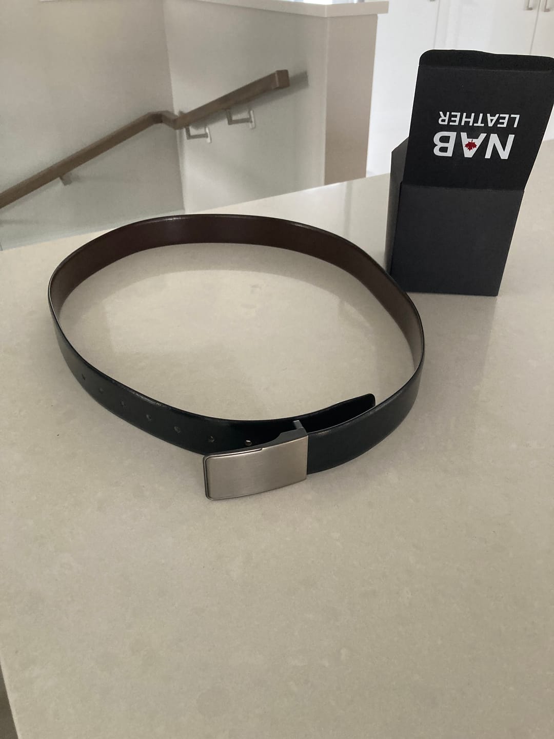 Customer photo review of Black 35 mm Leather Belt with Plain Silver Plate Buckle