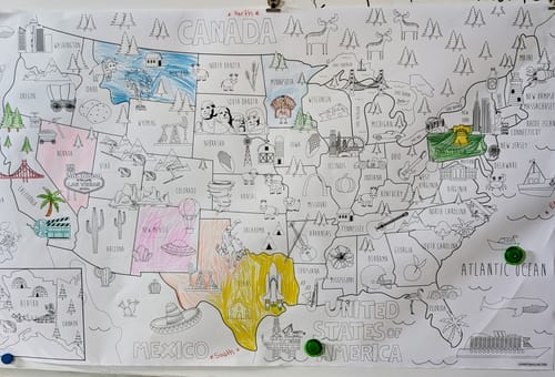 Customer photo review of USA Map Table Size Coloring Sheet