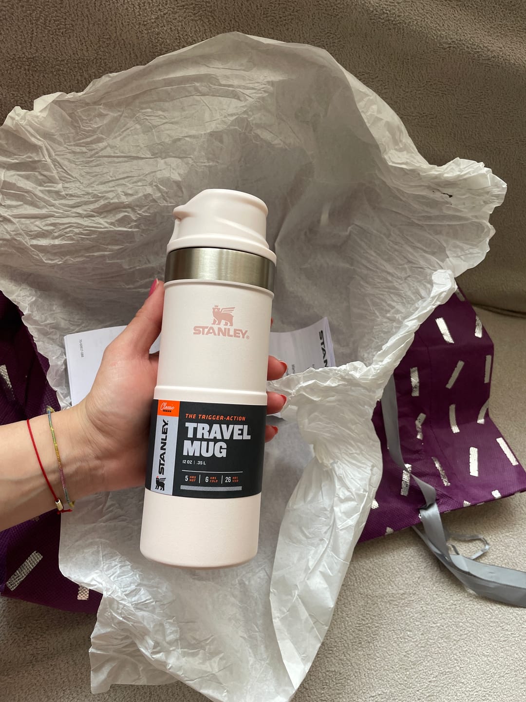 Customer photo review of Stanley The Aerolight Transit Mug Rose Quartz Metallic 0.47L