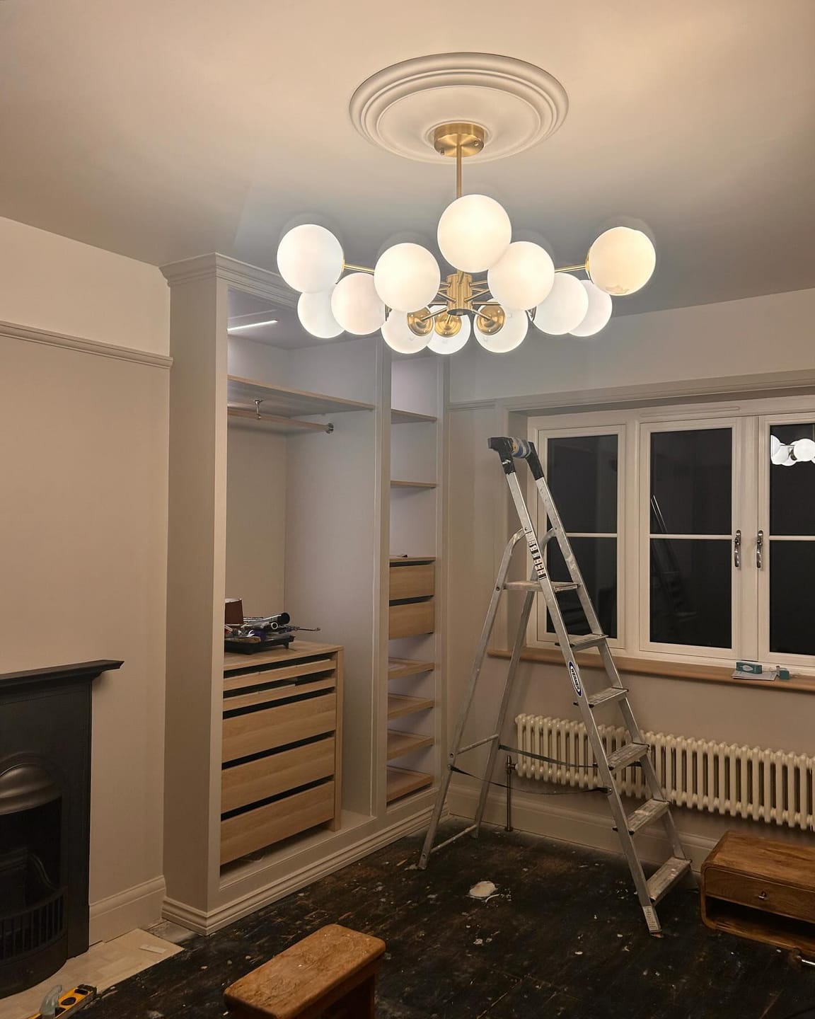 Customer photo review of 12-Light Two-tier Sputnik Opal Globe Chandelier