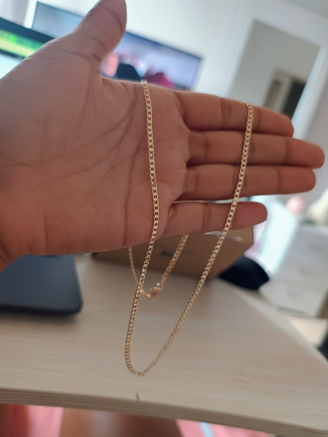 Customer photo review of Cadena Eslabón Plano en Oro laminado 18k Para Caballero