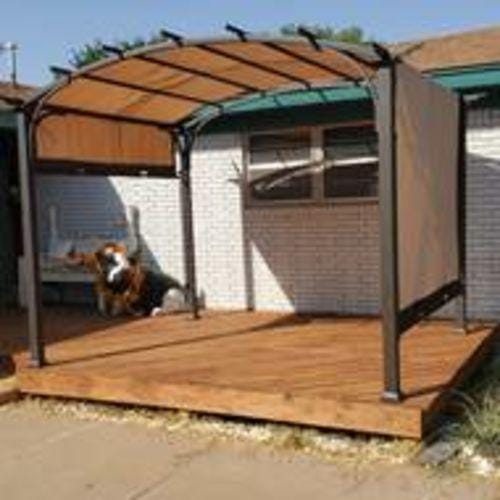 Customer photo review of SUNJOY Outdoor Patio 9.5x11 Modern Tan Metal Arched Pergola Kit with Adjustable Canopy