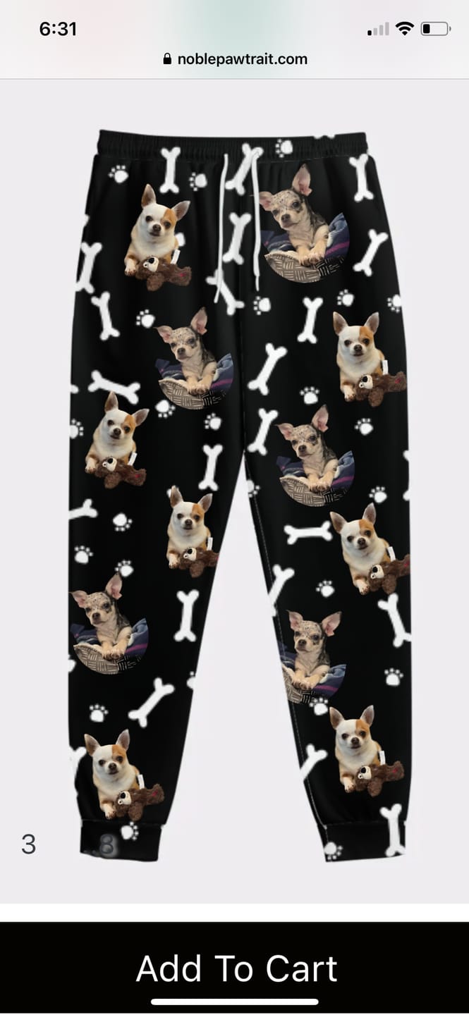 Customer photo review of Custom Your Own Sweatpants With Your Pet Face