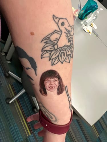 Customer photo review of Custom Photo Face Temporary Tattoo