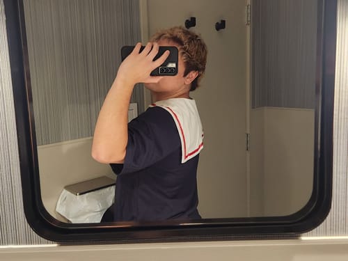 Customer photo review of Mens Contrast Sailor Collar Short Sleeve T-Shirt SKUK02874