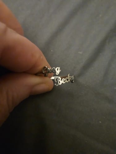 Customer photo review of Personalized Double Name Ring