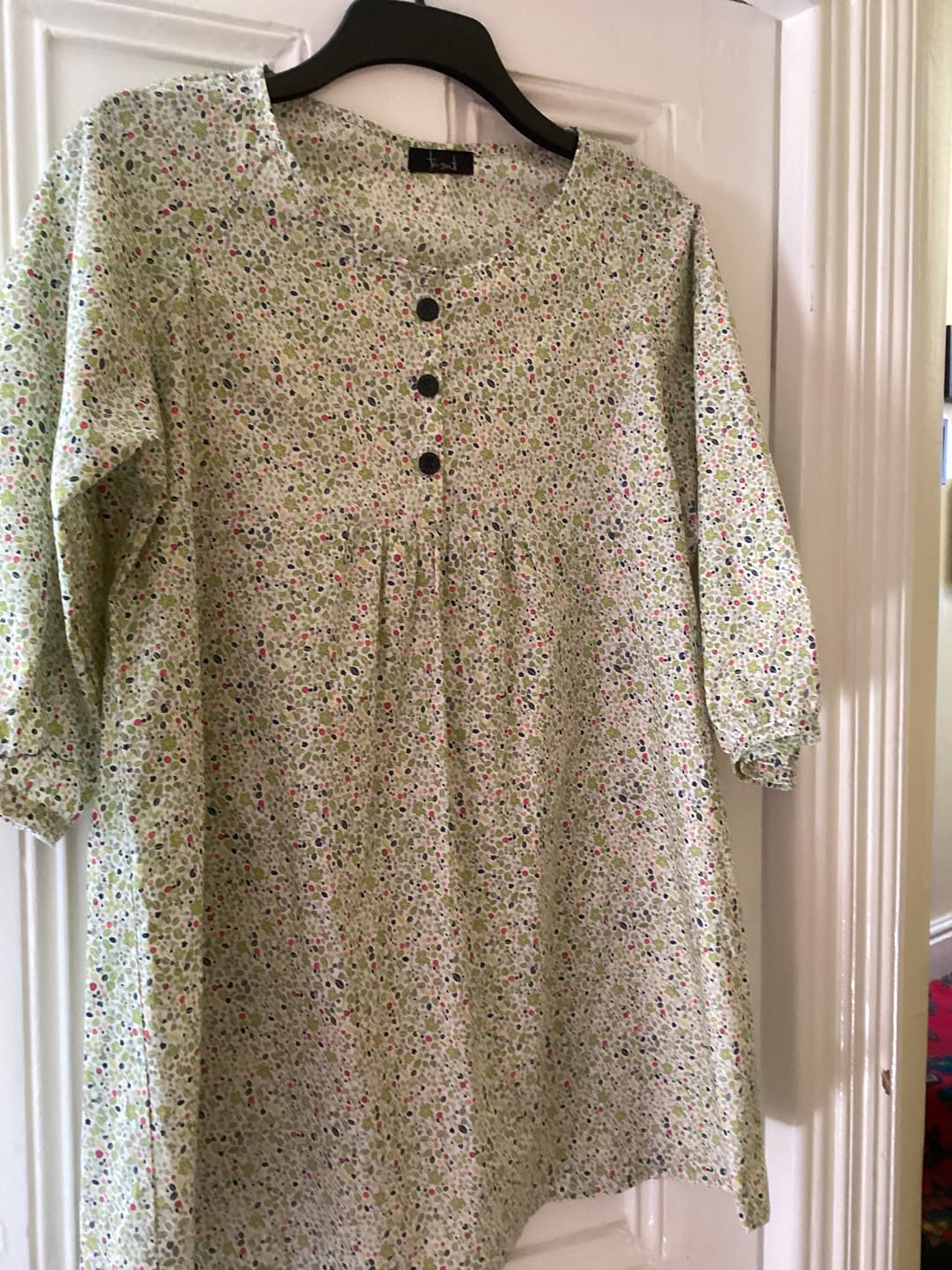 Customer photo review of Small Floral Land on White Pima Cotton Lawn Fabric