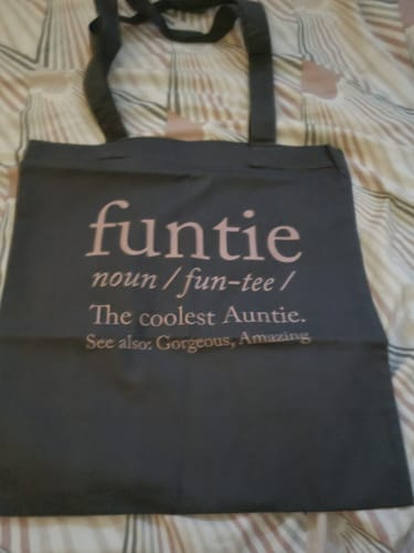 Customer photo review of Funtie Definition Tote Bag