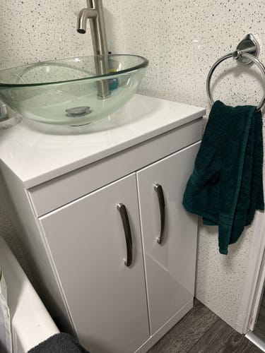 Customer photo review of Mantello 500mm Floor Standing 2-Door Countertop Vanity Unit - Gloss White