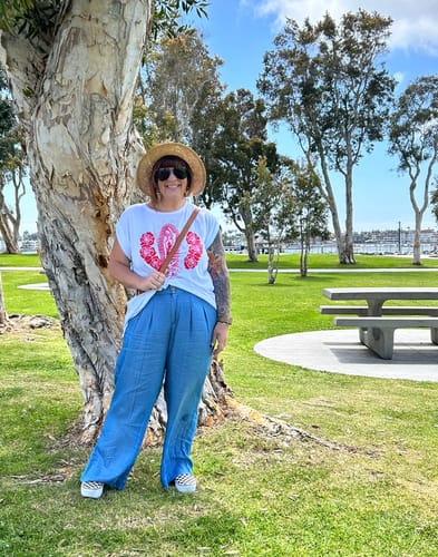 Customer photo review of Guadalupana Flowy Muscle Tank