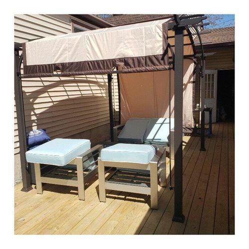 Customer photo review of SUNJOY Outdoor Patio 9.5x11 Modern Tan Metal Arched Pergola Kit with Adjustable Canopy
