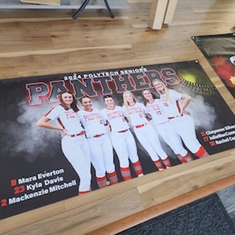 Customer photo review of Custom Sports Banner - The GOAT Softball