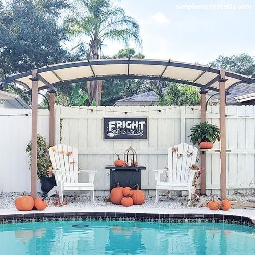 Customer photo review of SUNJOY Outdoor Patio 9.5x11 Modern Tan Metal Arched Pergola Kit with Adjustable Canopy