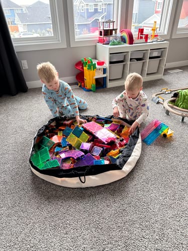 Customer photo review of Large Toy Storage Bag - Cream/Black (Canvas)