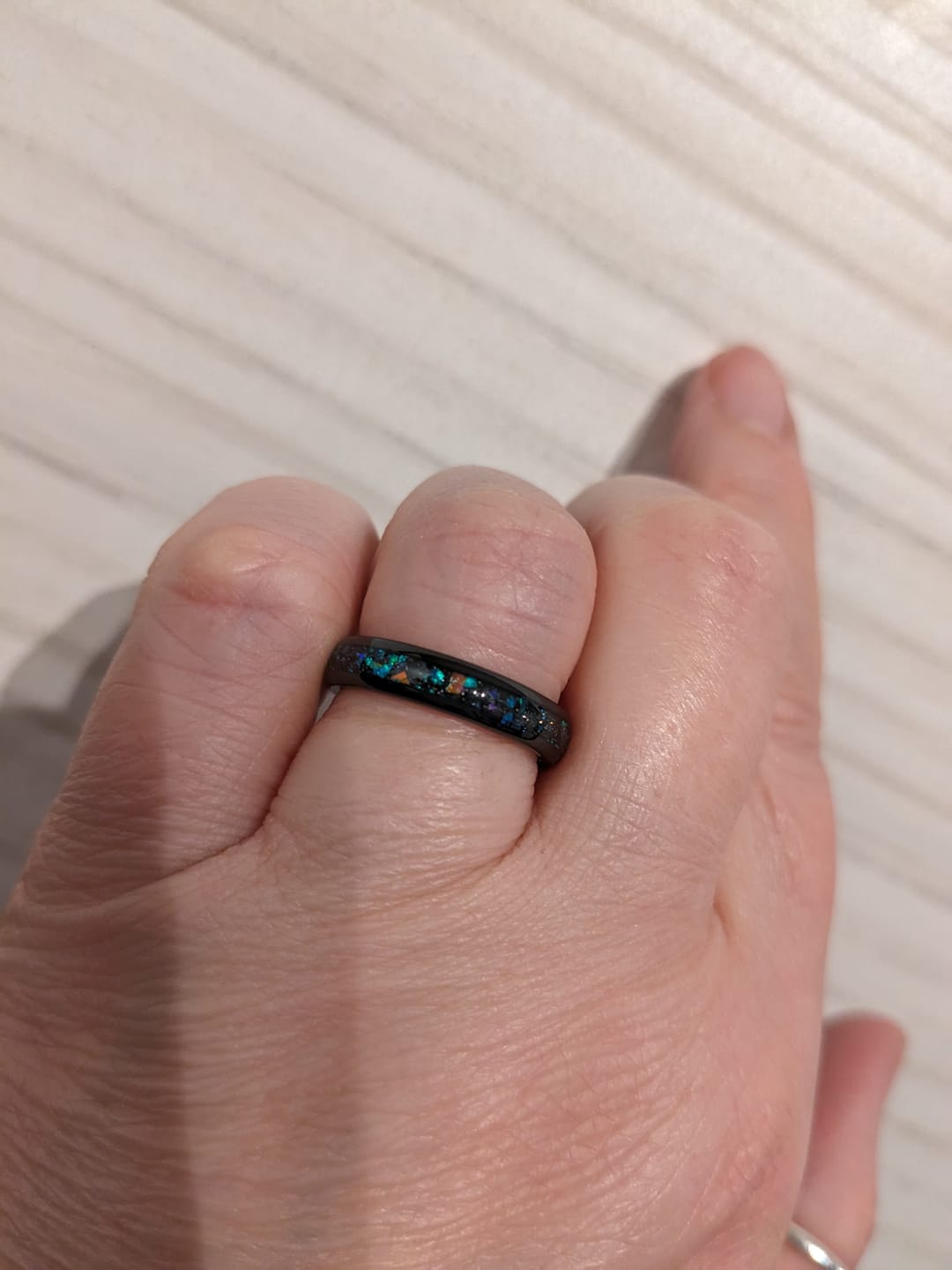 Customer photo review of The Black Opal 4mm Wonder Ring