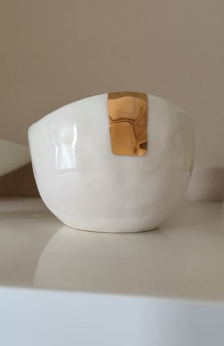 Customer photo review of Cups, white and grey porcelain with gold | Ready to ship