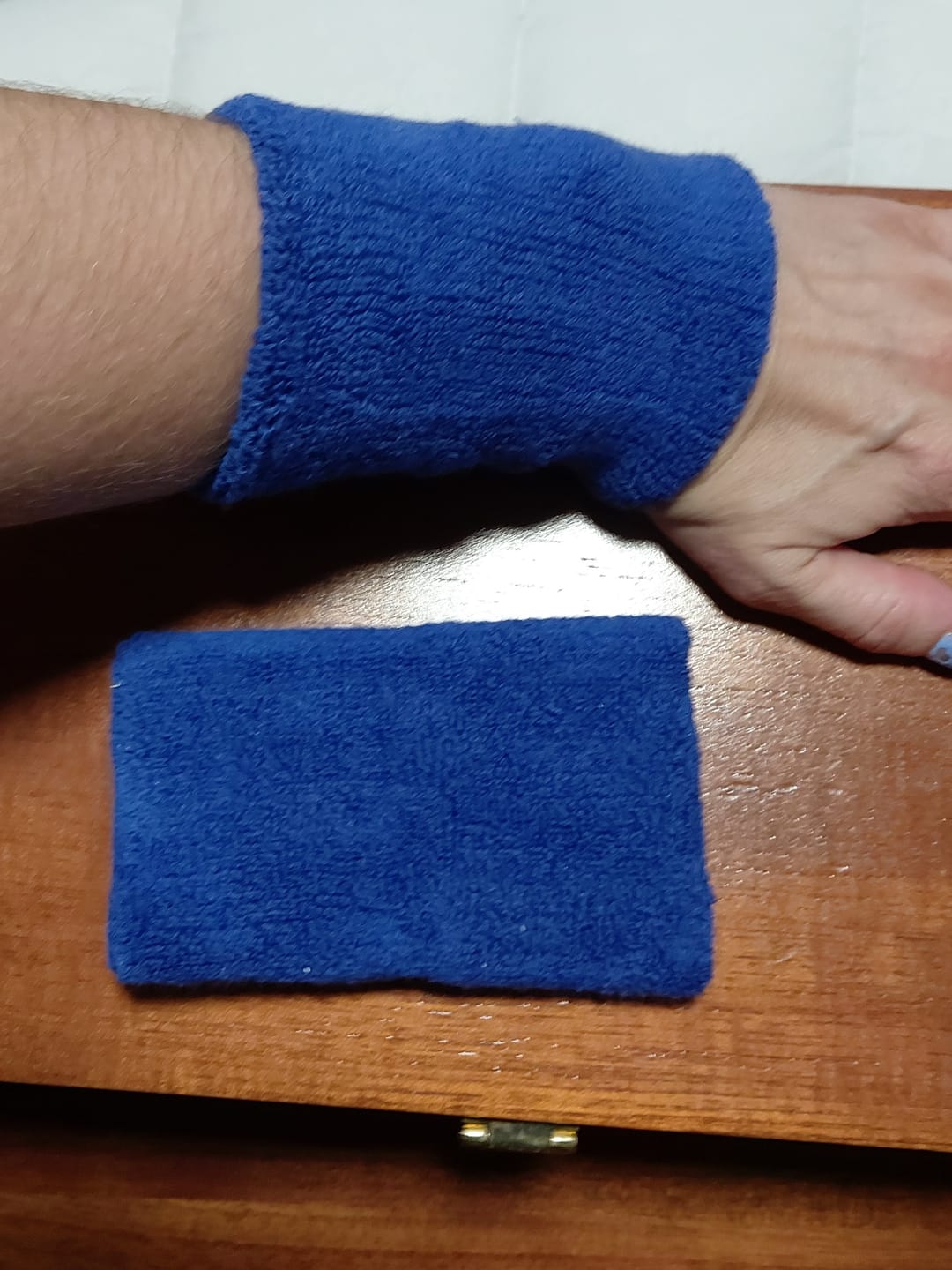 Customer photo review of Large Towelling Wrist Bands