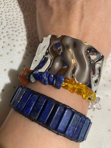 Customer photo review of Aztec Silver Cuff Bracelet