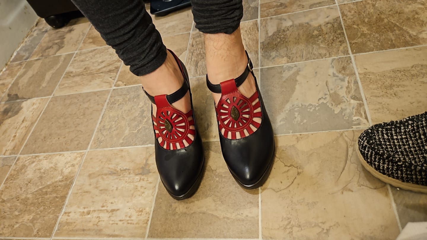 Customer photo review of Retro Leather Grace Adjustable Belt Pumps