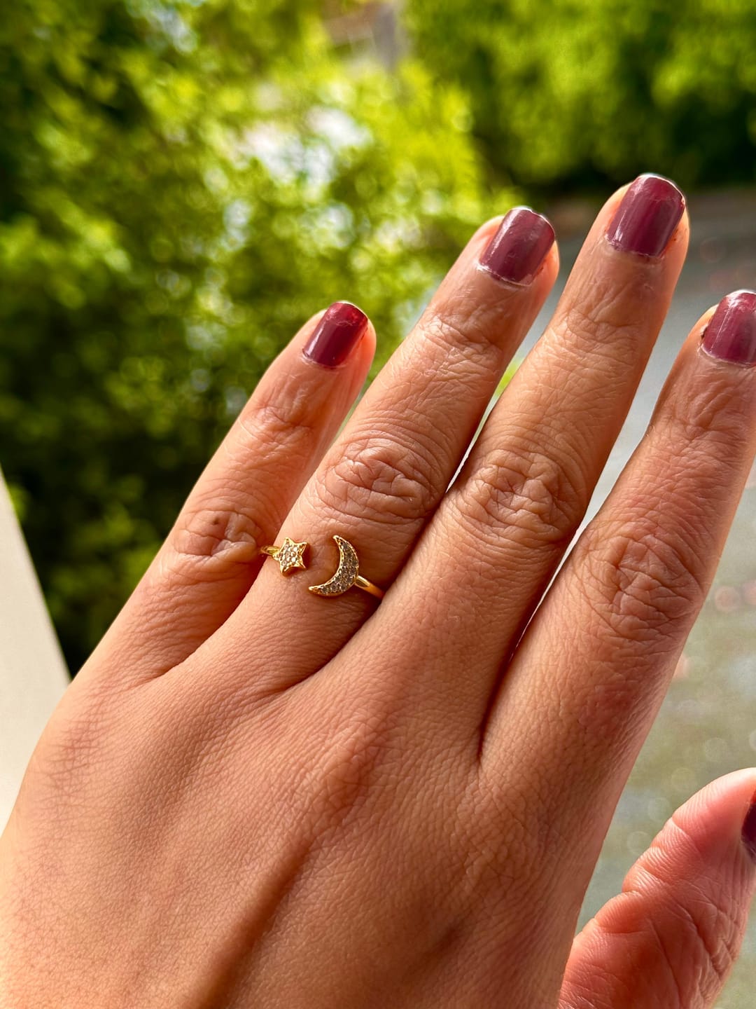 Customer photo review of Luna Moon Ring in Gold