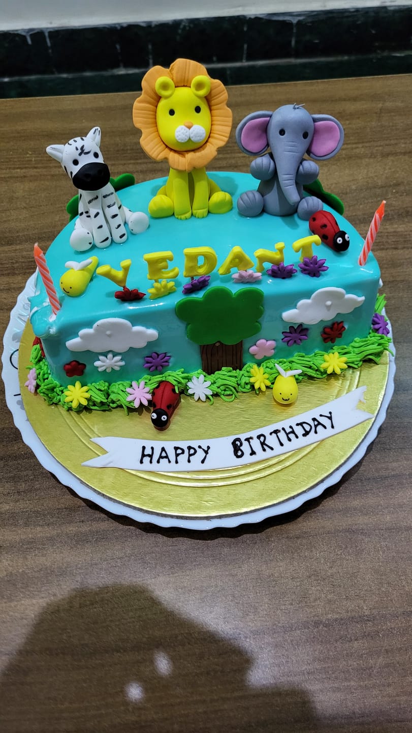 Customer photo review of Half Jungle Design Cake