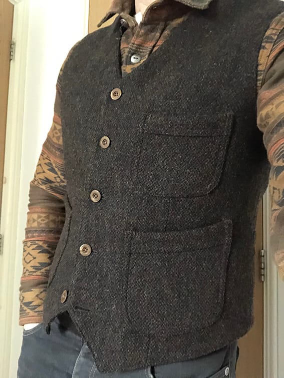 Customer photo review of Chocolate Brown Tweed Hunting Vest