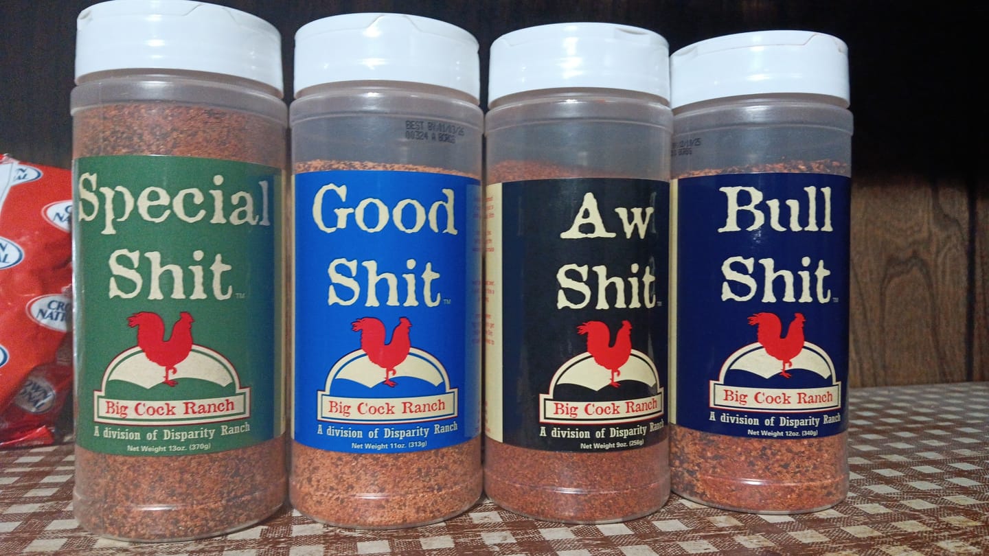 Customer photo review of Box o’ Shit  - 4 Great Big Cock Ranch Seasonings In One Box