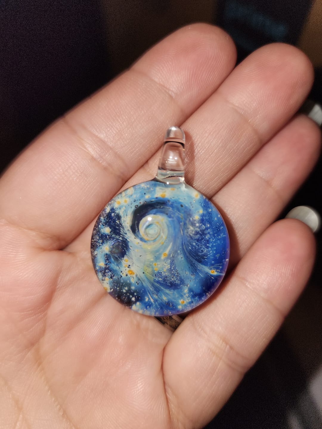 Customer photo review of Nightswirl Cremation Pendant