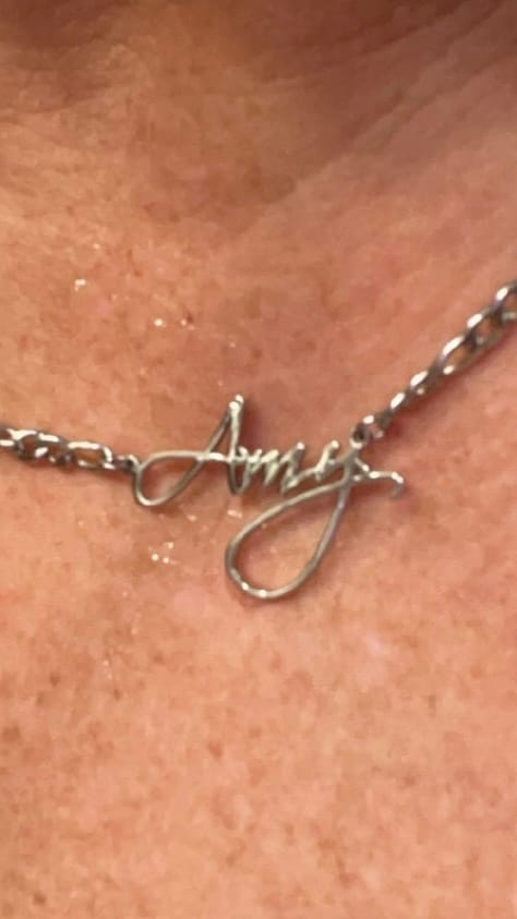 Customer photo review of Script Name Necklace