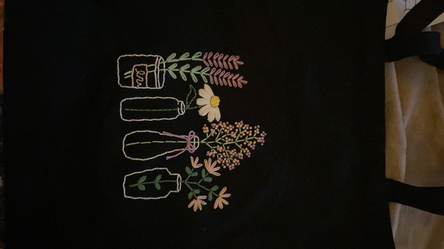 Customer photo review of GARDEN JARS Embroidered Tote Bag Kit