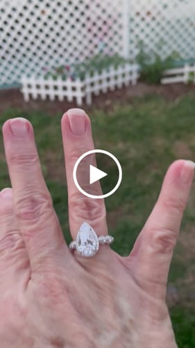Customer video review of Louily Noble Halo Pear Cut Engagement Ring