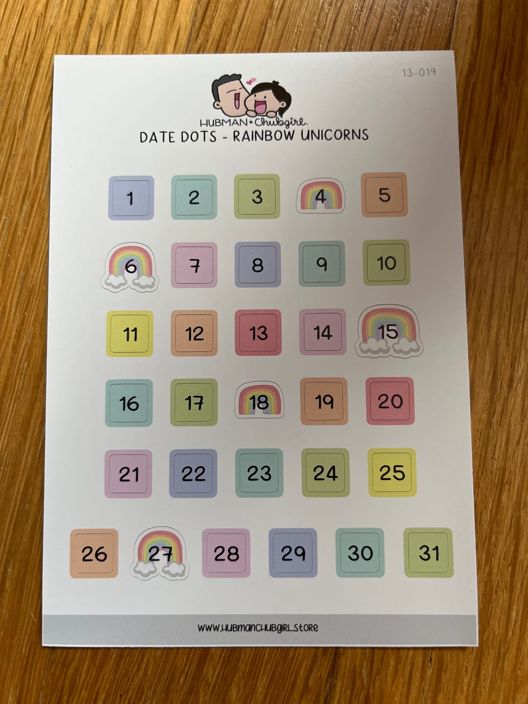 Customer photo review of Date Dots - Rainbow Unicorns Planner Stickers