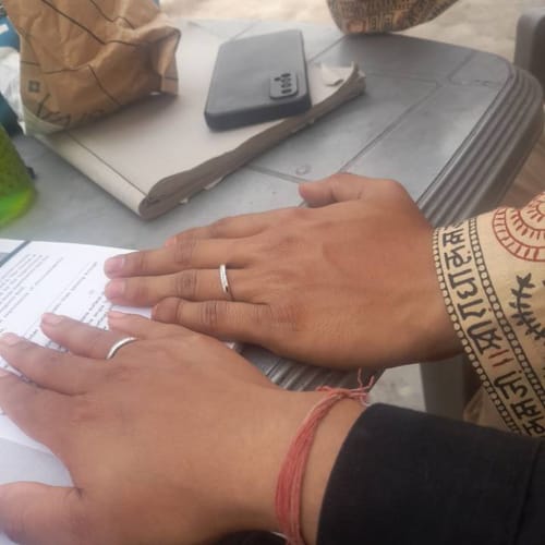 Customer photo review of Silver Heartbeat Couple Rings