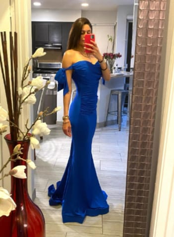 Customer photo review of Royal Blue Shiny Nylon Spandex