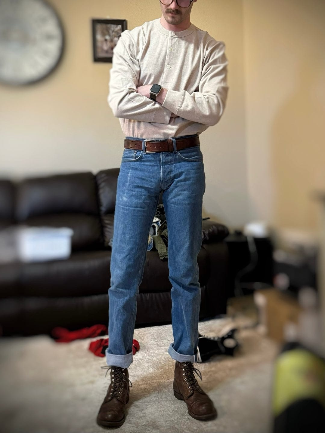 Customer photo review of 1930s Loopwheel Cotton Henley Shirt