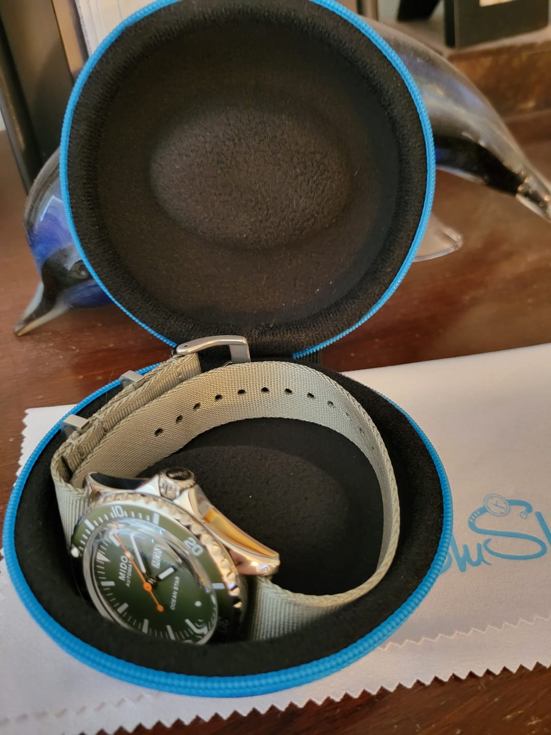 Customer photo review of The Pod - Travel Watch Case - BluShark Blue