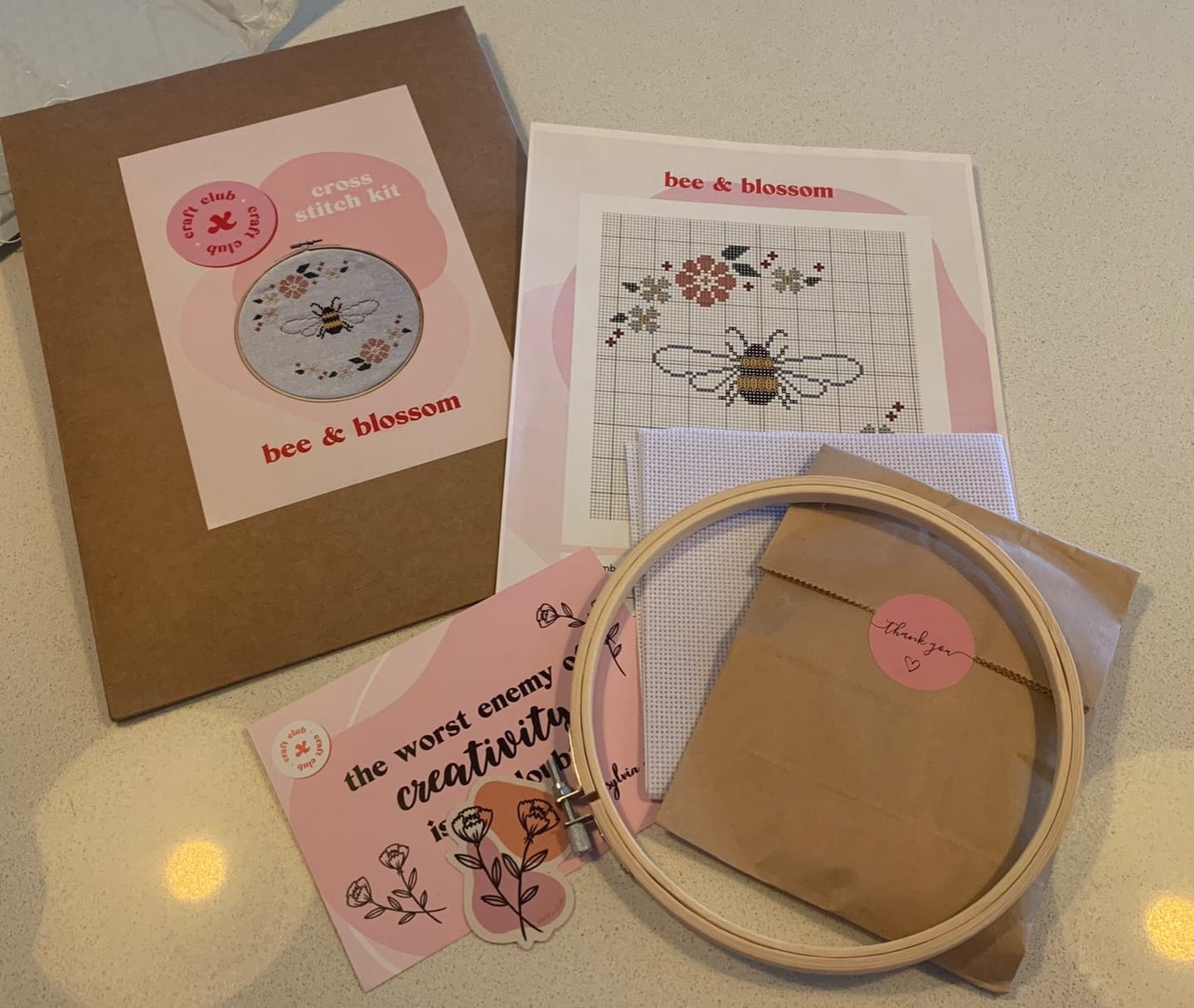 Customer photo review of BEE & BLOSSOM Cross Stitch Kit