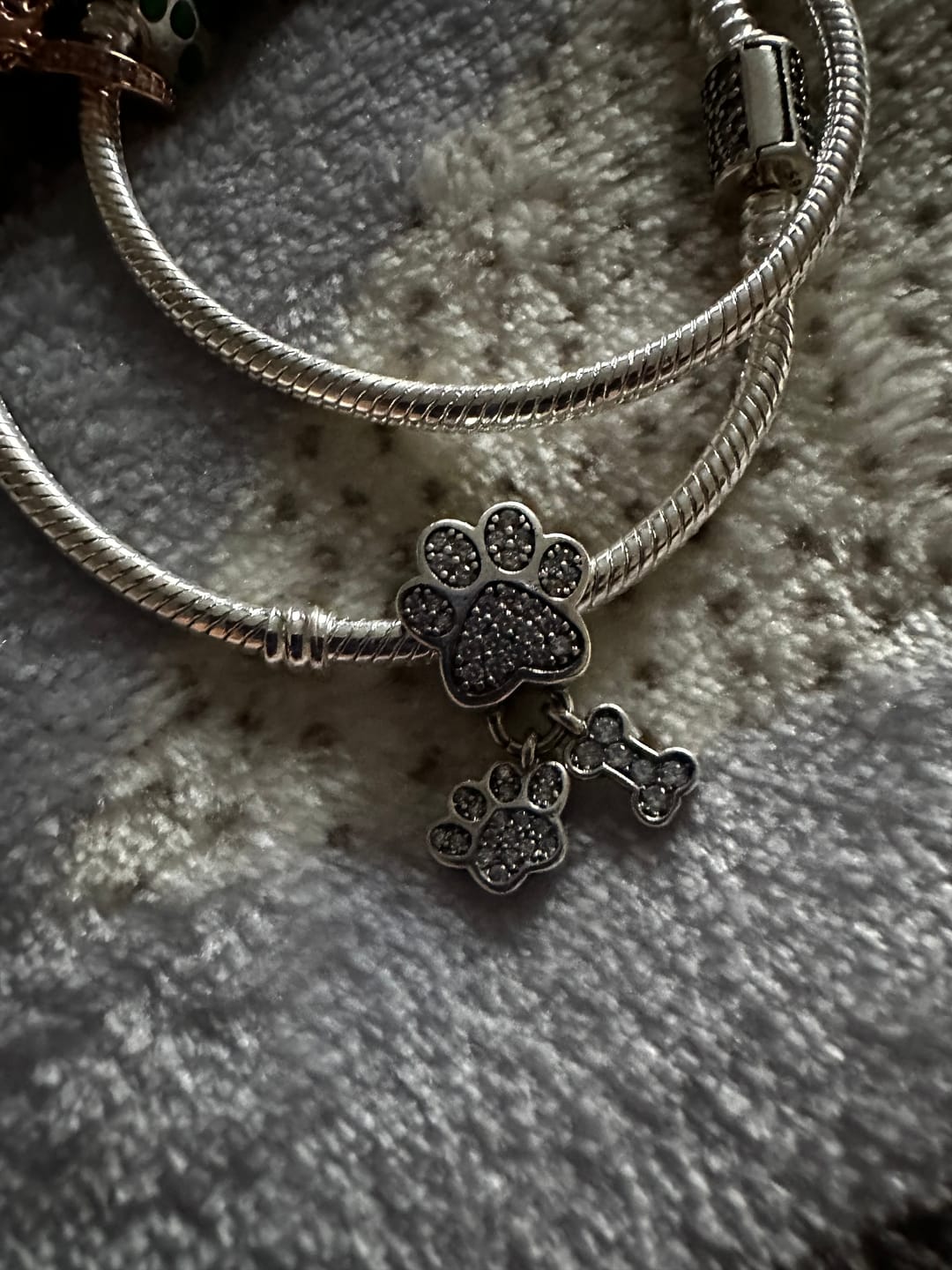 Customer photo review of Charm Huellas de Perrito & Hueso Diamantado