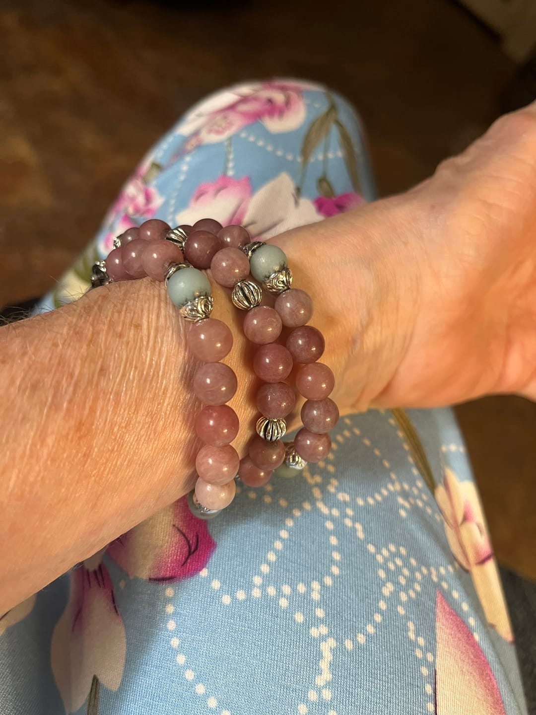 Customer photo review of Dusky Rose Stretch Apple Watch Strap