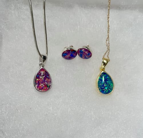 Customer photo review of Petite Pear Drop Pendant with Crushed Opal and Cremation Ash