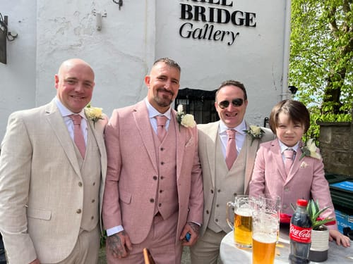 Customer photo review of BILL & SAM: Blush Pink Tie, Dusty Pink Tie, Floral Handkerchief, Groomsmen Gift, Wedding Gifts, Mens Gifts, Gifts for Men, Knitted Tie