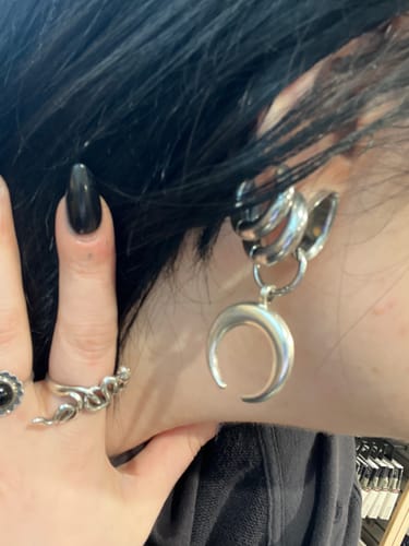 Customer photo review of Crescent Moon Earrings