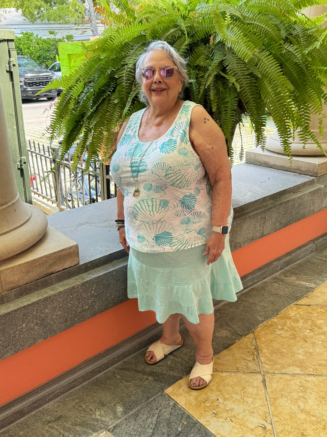 Customer photo review of Comfortable Cotton Vacation Ruffle Skirt