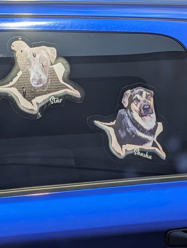 Customer photo review of Personalized Pet lover Crack Car Sticker