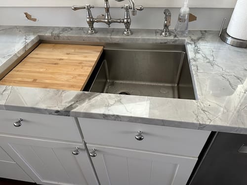 Customer photo review of 34" Workstation Sink - Double Bowl - Large Bowl Right (5LD34R)