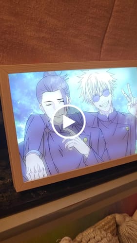 Customer video review of JJK Series LED Light Painting Anime Photo Frame Wall Art