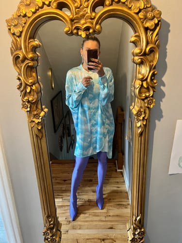 Customer photo review of TAYTAY-PERIWINKLE STILETTO PANT BOOT