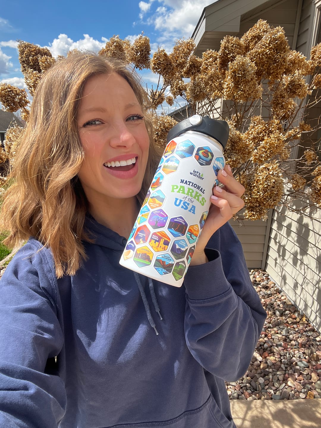 Customer photo review of Let's Wander™ National Parks Water Bottle + Stickers