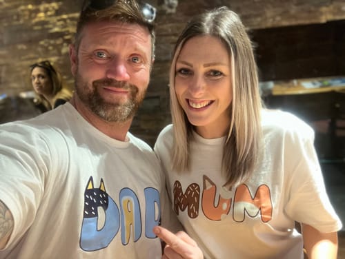 Customer photo review of Puppy Dog Parents Parents- Mum & Dad T-Shirts White