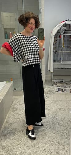 Customer photo review of MIRA TOP | BLACK & WHITE CHEX